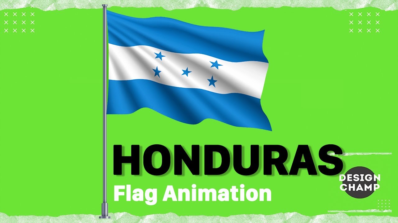 Honduras Flag With Pole | Honduras Flag Waving Animation - 4K Green Screen Animation #HondurasFlag