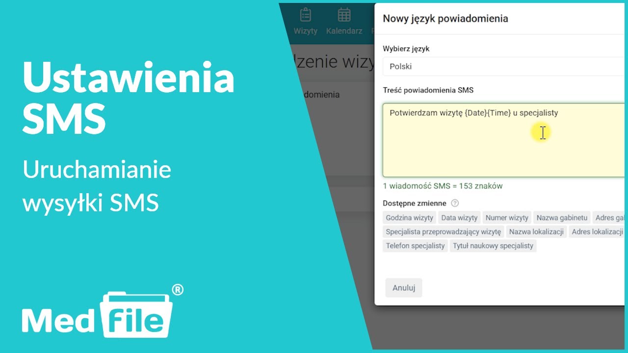 Ustawienia SMS, uruchomienie wysyłania wiadomości SMS