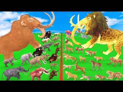 Prehistoric Mammals vs Modern Mammals Size Comparison Mammoth Vs Monster Lion Animal Epic Battle