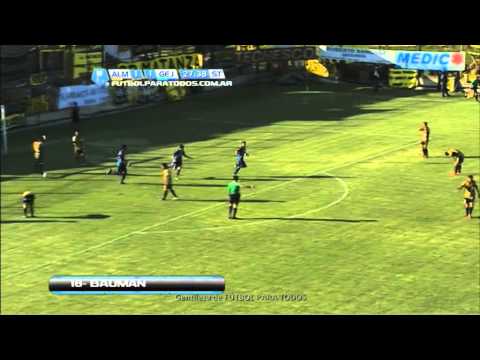 Gol de Bauman. Almirante 1 - Gimnasia Jujuy 2. Fecha 30. Primera B Nacional 2013/14. FPT