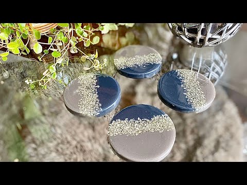 Charcoal & Taupe Resin Coasters With Acrylic Paint!