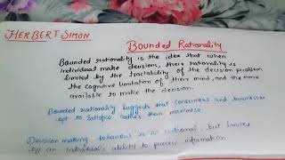 Bounded Rationality by Herbert Simon. ...Decision making model. ...part 2 ...For commerce