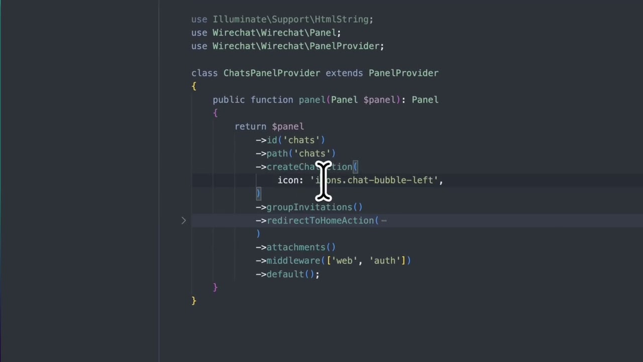How to Customize Wirechat Action Icons using panel