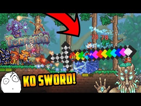 CRAZY 2B DAMAGE MODDED SWORD! TERRARIA  KO SWORD - INSTA HITS BOSSES!