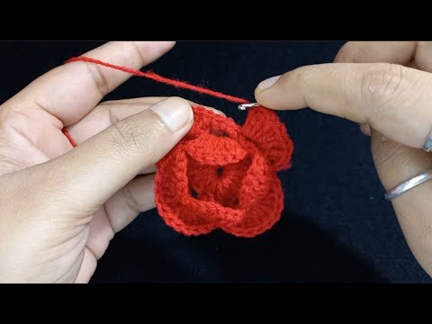 🌹🌹ऊन से गुलाब फूल वाला हेयरबेन्ड बनाए, How To Make Crochet  Hairband, Rose Flower Hairband