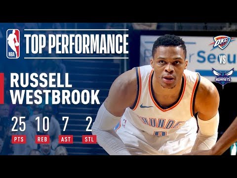 Russell Westbrook Erupts For 25/10/7 in Win vs. Hornets | January 13, 2018
