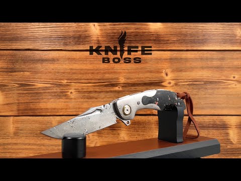 KnifeBoss lovecký zavírací damaškový nůž Classic Carbon