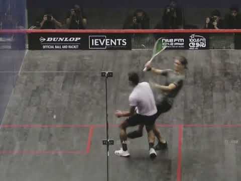 SQUASH. Dessouky tackles Paul Coll american football style!