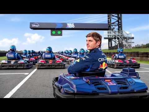 F1 Racer Max Verstappen Races Against 100 Amateur Kart Racers