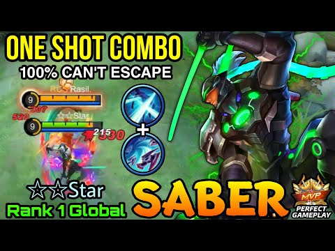 One Shot Combo Kills!! Saber Force Warrior Perfect Plays - Top 1 Global Saber by ☆☆Stat - MLBB