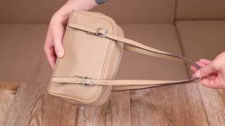 Ділова сумка-клатч зі знімними ручками з натуральної шкіри 22077 Vintage бежева