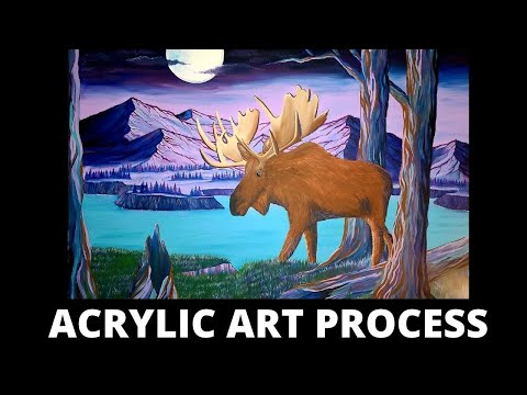 Moose Painting - art process with acrylics