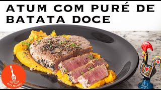 Seared tuna with purée of sweet potatoes (Atum com purê de batata doce)