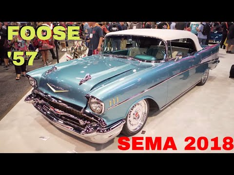 Chip Foose 1957 Chevy Bel Air Convertible at 2018 SEMA Show Reveal in Las Vegas V8TV