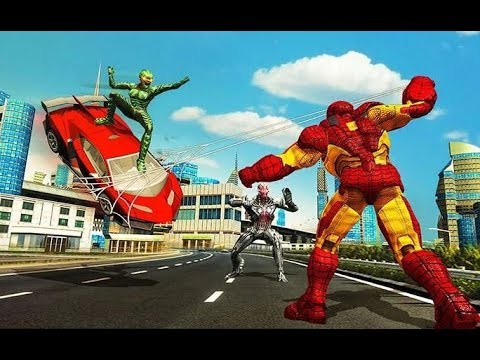 Iron Spider Hero Robot Superhero Flying Robot Game | Flying Spider City Crime | Android GamePlay
