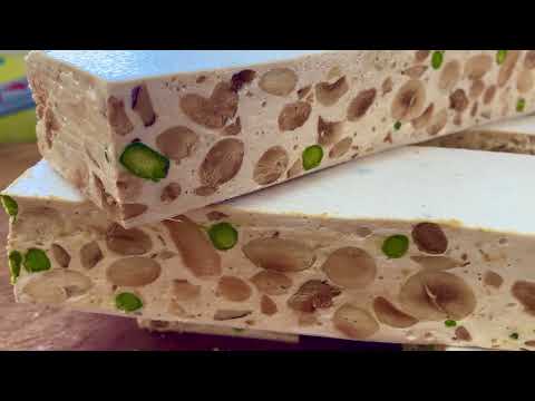 Torrone mit Honig selber machen, weißes Nougat Softnougat, Rezept Weihnachtsgeschenk kein Standmixer