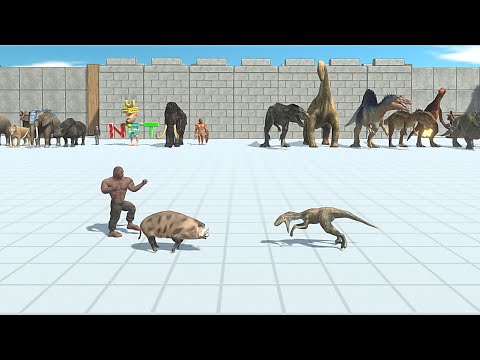 2VS 1 HUMANS WITH MAMMALS VS DINOSAURS - Animal Revolt Battle Simulator
