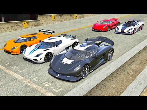 Koenigsegg Jesko with Jet Engine vs Koenigsegg Hypercars - Drag Race 20KM