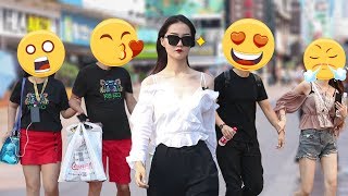 1 Hour of Walking in China as Super Model美女在中国街头走一小时，会吸引多少男人的目光？