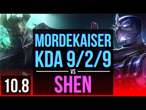 MORDEKAISER vs SHEN (TOP) | 2 early solo kills, KDA 9/2/9, Legendary | EUW Challenger | v10.8