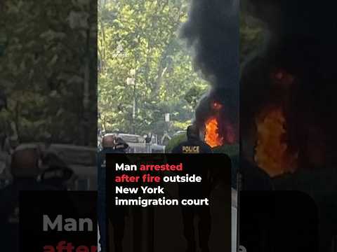 Man arrested after fire outside New York immigration court