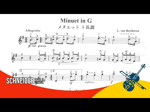 Minuet in G, Beethoven  | Suzuki Book 2 | Violin Sheet Music | Partitura para Violino