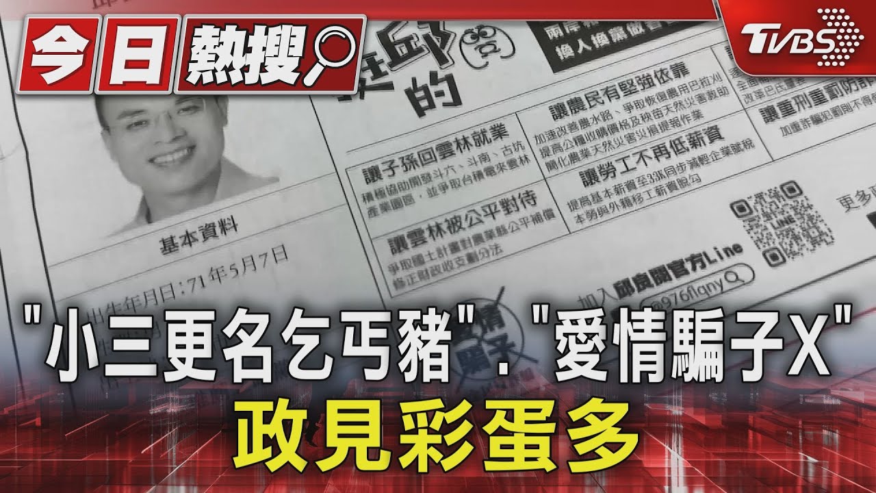 「小三更名乞丐豬」 「愛情騙子X 」政見彩蛋多