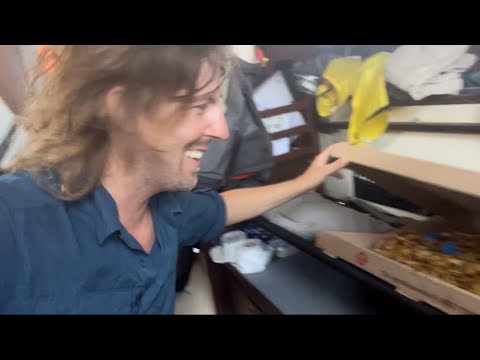 Solo sailing the Albania coast with a giant pizza that lasted me three days.