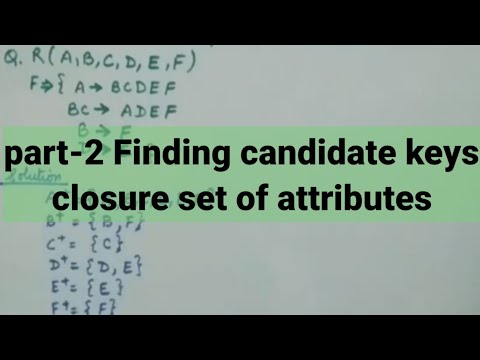 Part-2 Finding Candidate Keys ; closure set of attributes in DBMS
