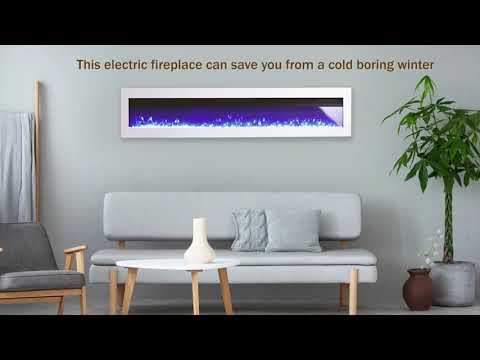 Livingandhome LED Electric Wall Fireplace 9 Flame Colours with Freestanding Leg, White 60inch