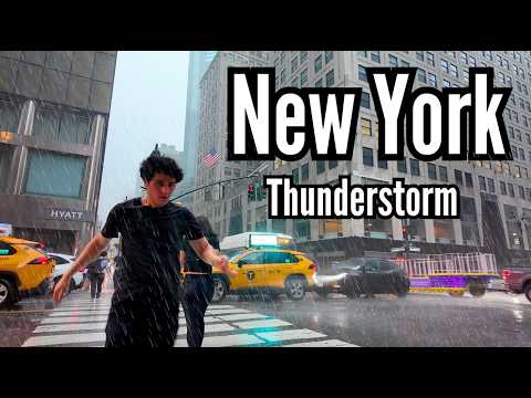 Walking In a Heavy Thunderstorm in Manhattan ⛈️| NYC Rain ASMR 4K