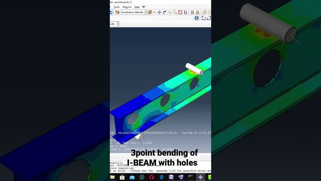 3point bending of I-BEAM with holes using finites elements analysis
