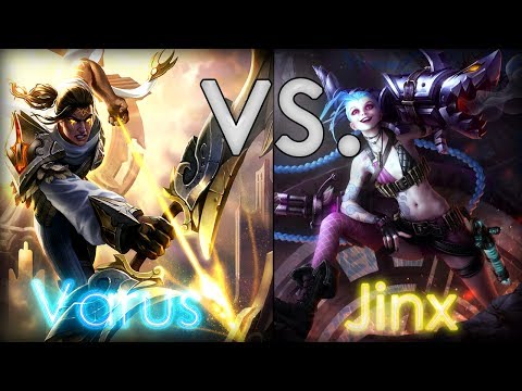 [LoL] League of Legends Varus ADC vs Jinx Season 4 Platinum Ranked Solo Queue - Full Game