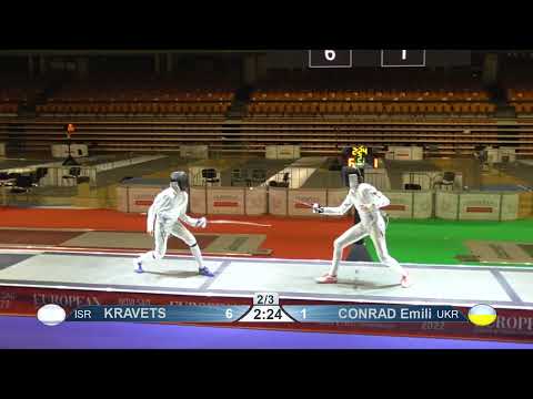 2022 937 T04 02 F E Individual Cadets NoviSad SRB ZCH PODIUM CONRAD UKR vs KRAVETS ISR