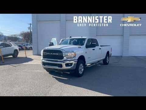 2023 Ram 3500 Big Horn 4x4 Crew Cab 8' Box in White for sale at Bannister Chevrolet Penticton in Penticton, BC