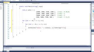 Two Dimensional Array C# Programming
