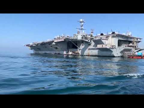 Approaching the USS Harry S. Truman in port in Naples