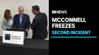 US Senate's Mitch McConnell freezes up for second time | ABC News