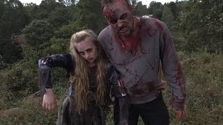 Princess Ella gets bit by a zombie when she goes to a haunted house inside a barn. New scary skit