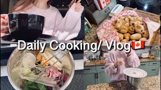 【カナダ暮らしと家庭料理🇨🇦】友達とランチして麻辣湯食べた🤤ピザ生地でソーセージロール/野菜たっぷりミネストローネ/お弁当作り/鶏むねミンチで照り焼きチキン