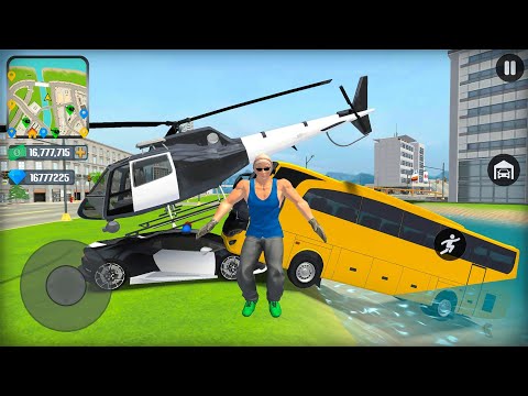 US Police Officer Car Chase Helicopter and Coach Bus Open World Simulator - Android Gameplay.