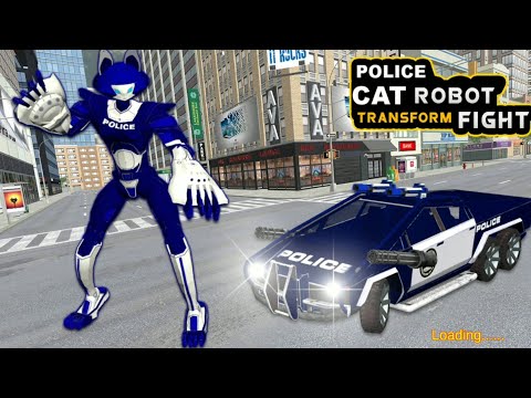 Robot Kucing Berubah Jadi Mobil Balap Polisi | Police Car Robot Transform Games