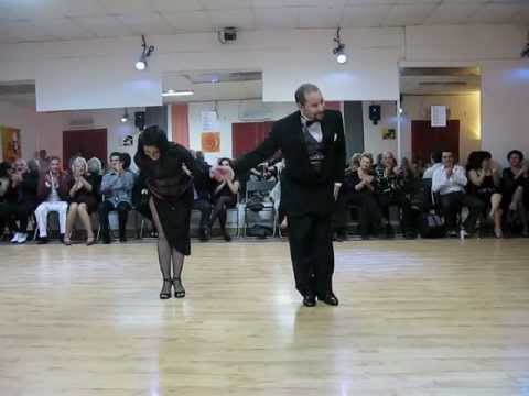  Cristina Sosa  and  Daniel Nacucchio  are  dancing  to  the  tango  "  Pan Comido  "