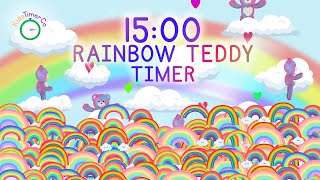 15 Minute Rainbow Teddy Countdown! Fun Visual Timer for Kids