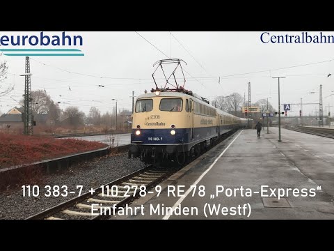 110 383-7 + 110 278-9 RE 78 Porta-Express Einfahrt Minden (Westf)
