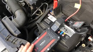 How to perform a car jump start with Protable Jump Starter Pack 1200A Peak Battery Booster Audi A1