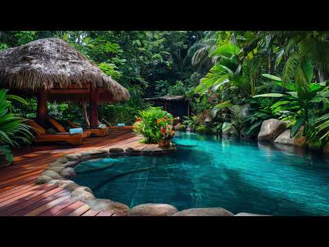 8 Hours Tropical Swimming Pool Ambience - Relaxing Sound Of Nature (Birdsong, Water Stream,...)