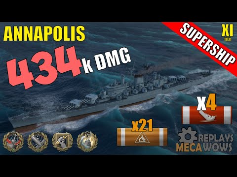 DAMAGE RECORD! Annapolis 4 Kills & 434k Damage | World of Warships Gameplay