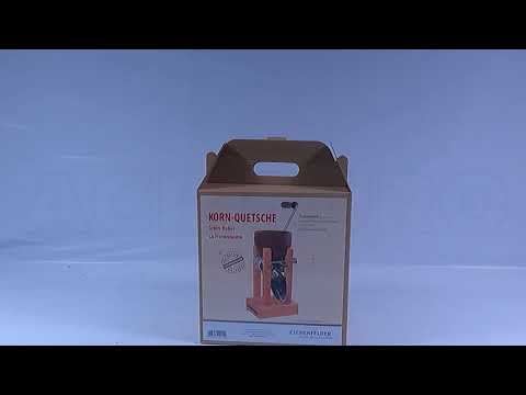 Montagevideo Kornquetsche Eschenfelder Manuell aus Nussbaumholz mit Walzen aus Edelstahl