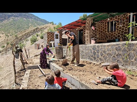 Life in the village.  Babak, the father of the family, is building a vegetable garden  